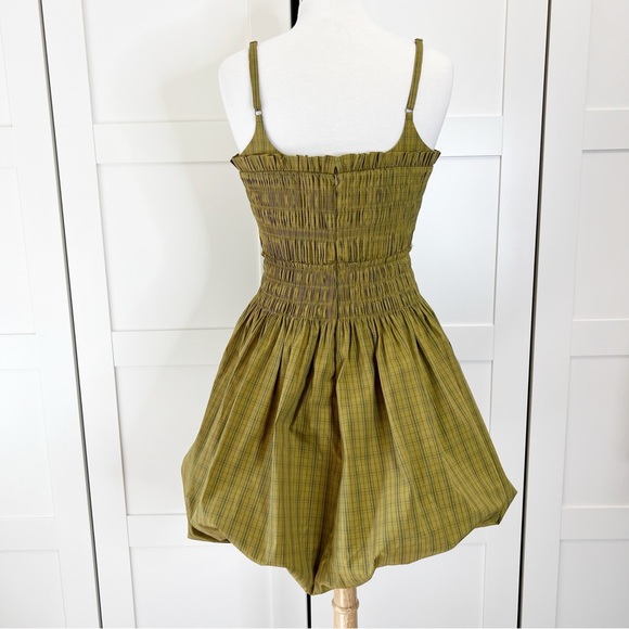 Rebecca Taylor Green Mini Plaid Smocked Dress 10 Bubble Hem - Picture 4 of 6